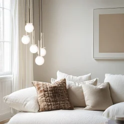 SIGMA Hengelampe Daisy, 5 lyskilder, gull/hvit/svart, glass Hot