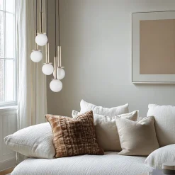 SIGMA Hengelampe Daisy, 5 lyskilder, gull/hvit/svart, glass Hot