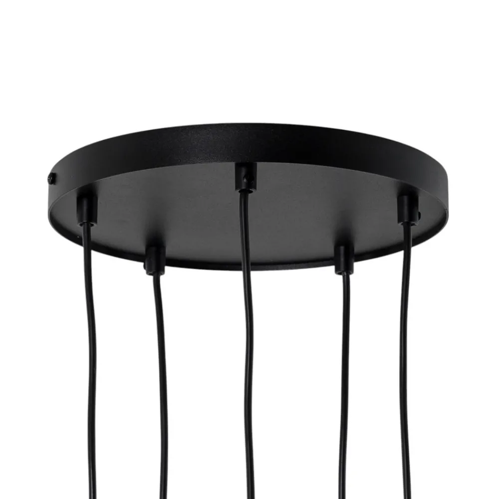 SIGMA Hengelampe Daisy, 5 lyskilder, gull/hvit/svart, glass Hot