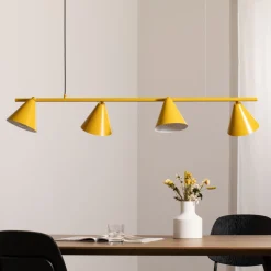 ALDEX Hengelampe Form 4, gul, metall, 4 lyskilder, kjegle, E27 Sale