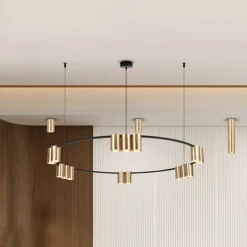 Eko-Light Hengelampe Genesis, aluminium, svart/gull, 15 x GU10, Ø 100 cm| Pendellamper