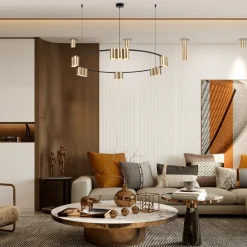 Eko-Light Hengelampe Genesis, aluminium, svart/gull, 15 x GU10, Ø 100 cm| Pendellamper