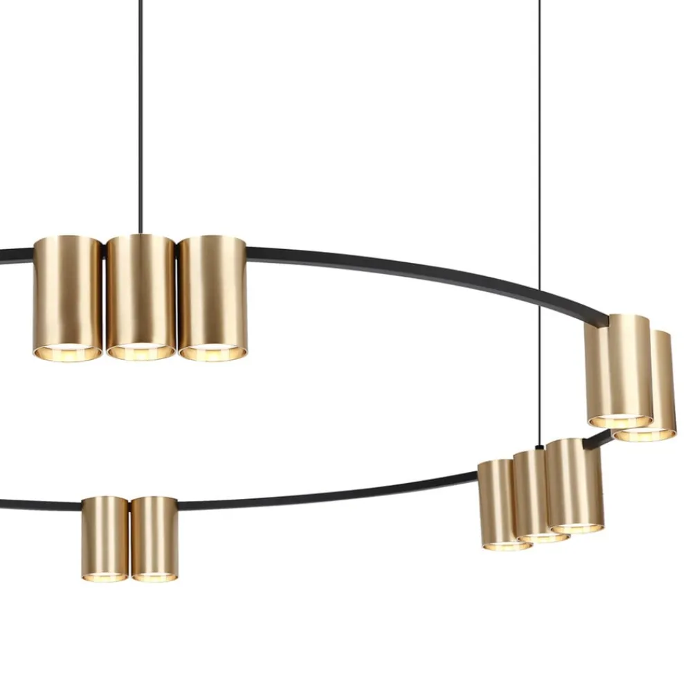 Eko-Light Hengelampe Genesis, aluminium, svart/gull, 15 x GU10, Ø 100 cm| Pendellamper