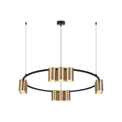 Eko-Light Hengelampe Genesis, aluminium, svart/gull, 10 x GU10, Ø 60 cm| Kontorbelysning