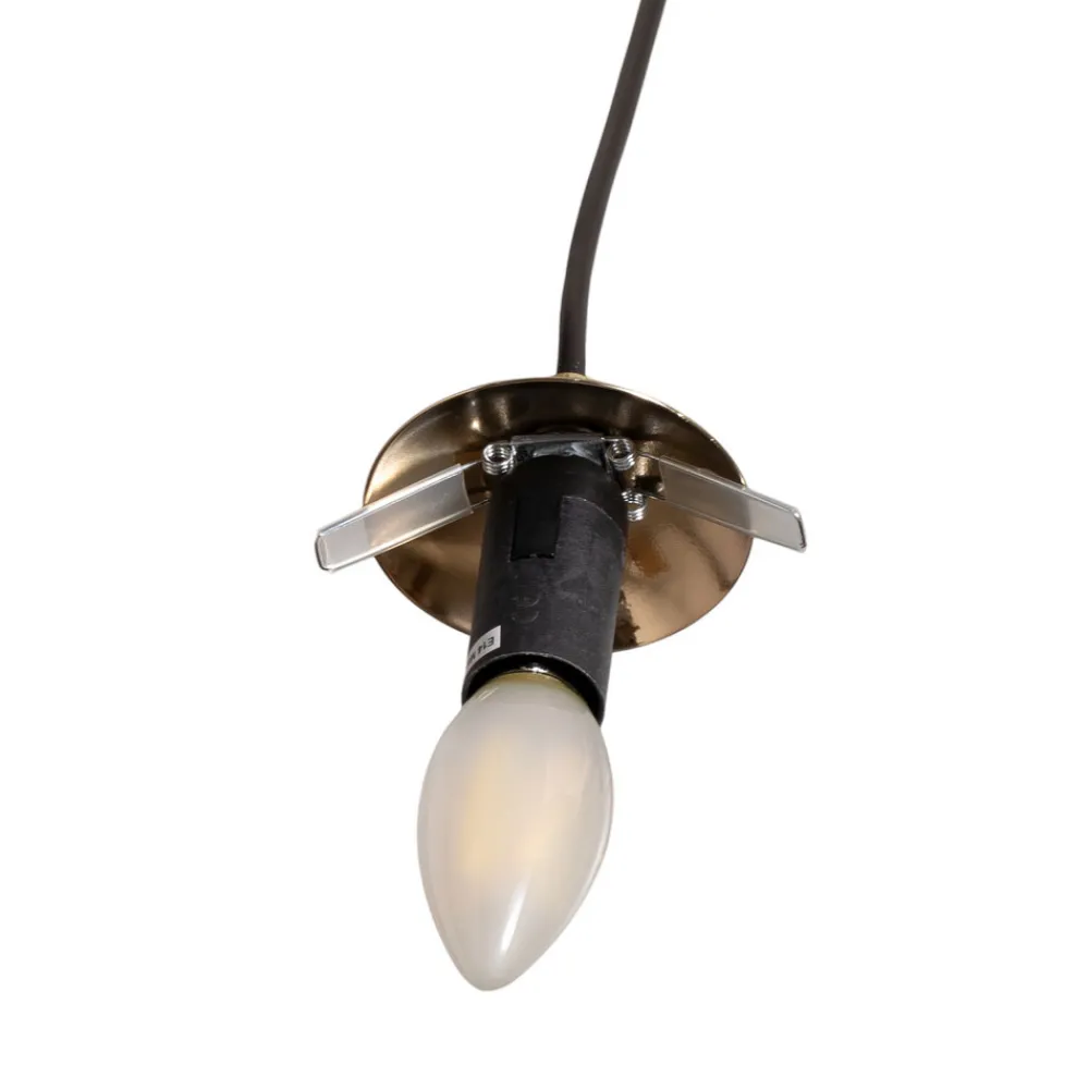 Euluna Hengelampe Glassy, 4 lyskilder, rund, svart/opal Clearance