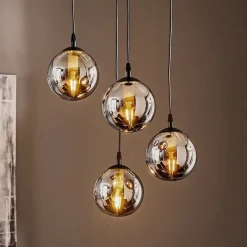 EMIBIG LIGHTING Hengelampe Glassy, 4 lyskilder, svart, grafitt, glass, E14| Pendellamper