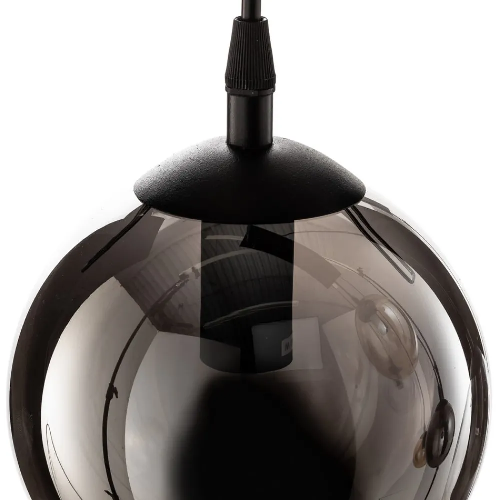 EMIBIG LIGHTING Hengelampe Glassy, 6 lyskilder, grafitt/amber/klar, glass, 75 cm| Pendellamper