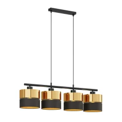 TK Lighting Hengelampe Hilton, svart/gull, 4 lyskilder Hot