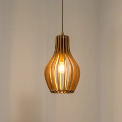 Nowodvorski Lighting Hengelampe Ika IA med skjerm av trelameller Ø24cm Clearance