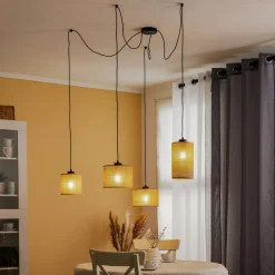 TK Lighting Hengelampe Juta, 4 lyskilder New