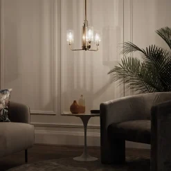 Quintiesse Hengelampe Kimrose, 3 lyskilder, messing Clearance