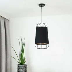 Duolla Hengelampe Lantern small, tekstil, metall, svart| Pendellamper