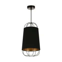 Duolla Hengelampe Lantern small, tekstil, metall, svart| Pendellamper