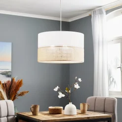 TK Lighting Hengelampe Linobianco med jute Outlet