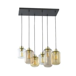 TK Lighting Hengelampe Marco Brown, 6 lyskilder, klar/brun Discount