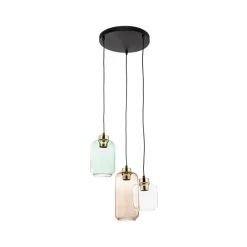 TK Lighting Hengelampe Marco Green, 3 lyskilder klar/grønn/brun New