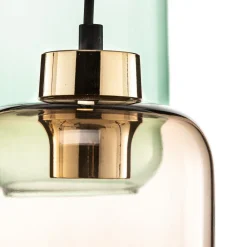 TK Lighting Hengelampe Marco Green, 3 lyskilder klar/grønn/brun New