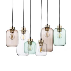 TK Lighting Hengelampe Marco Green, 6 lyskilder klar/grønn/brun| Pendellamper
