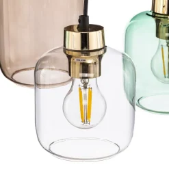 TK Lighting Hengelampe Marco Green, 6 lyskilder klar/grønn/brun| Pendellamper