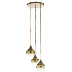 Eko-Light Hengelampe Monte, 3 lyskilder, rund, gull