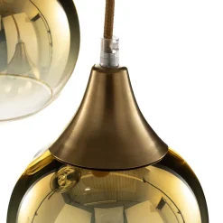 Eko-Light Hengelampe Monte, 3 lyskilder, rund, gull