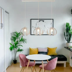 HELAM Hengelampe Newton, 3 lyskilder, sandfarget, metall Clearance