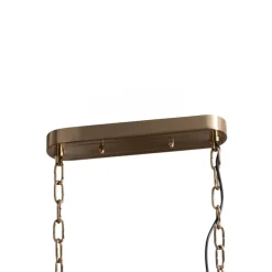 Lucea Hengelampe Orvin, messing antikk 96x30 cm glass/metall 16-lys.| Pendellamper