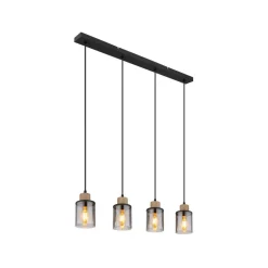 Globo Hengelampe Reid, 4 lyskilder, svart/røyk| Pendellamper