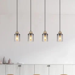 Globo Hengelampe Reid, 4 lyskilder, svart/røyk| Pendellamper