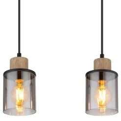 Globo Hengelampe Reid, 4 lyskilder, svart/røyk| Pendellamper