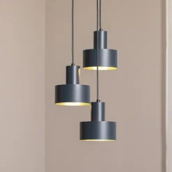 SIGMA Hengelampe Rif 3, antrasitt, rund, 3 lyskilder, Ø 33 cm