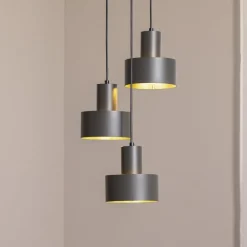 SIGMA Hengelampe Rif 3, olivgrønn, rund, 3 lyskilder, Ø 33 cm| Pendellamper