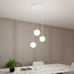 EMIBIG LIGHTING Hengelampe Royal, 3 lyskilder, opalvit/hvit, glass, E14 Hot