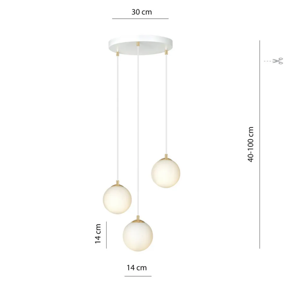 EMIBIG LIGHTING Hengelampe Royal, 3 lyskilder, opalvit/hvit, glass, E14 Hot