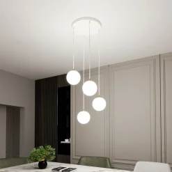 EMIBIG LIGHTING Hengelampe Royal, 4 lyskilder, opalvit/hvit, glass, E14 Outlet