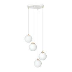 EMIBIG LIGHTING Hengelampe Royal, 4 lyskilder, opalvit/hvit, glass, E14 Outlet