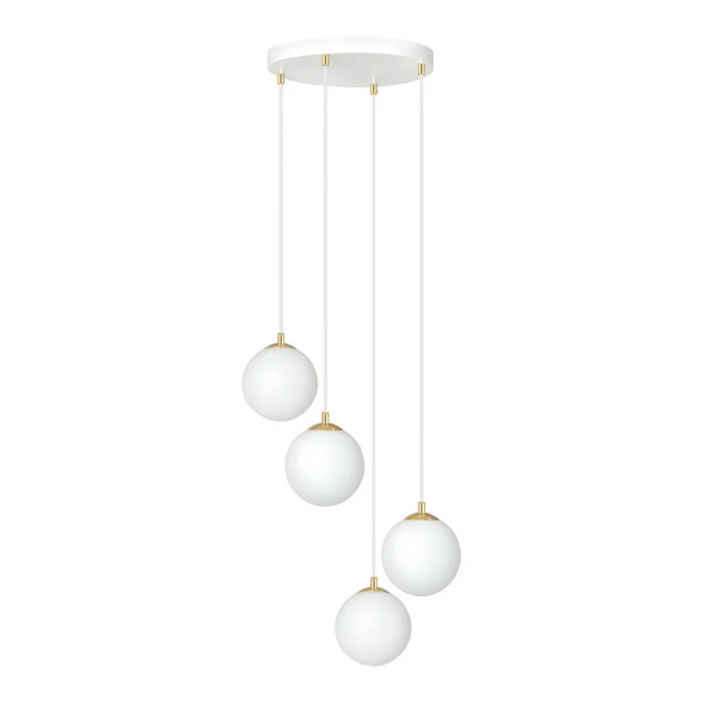 EMIBIG LIGHTING Hengelampe Royal, 4 lyskilder, opalvit/hvit, glass, E14 Outlet