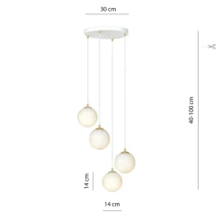 EMIBIG LIGHTING Hengelampe Royal, 4 lyskilder, opalvit/hvit, glass, E14 Outlet