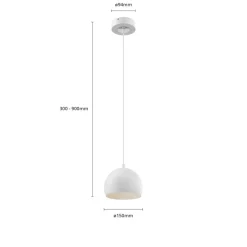 Luminex Hengelampe Sool, hvit, Ø 15 cm, metall| Pendellamper