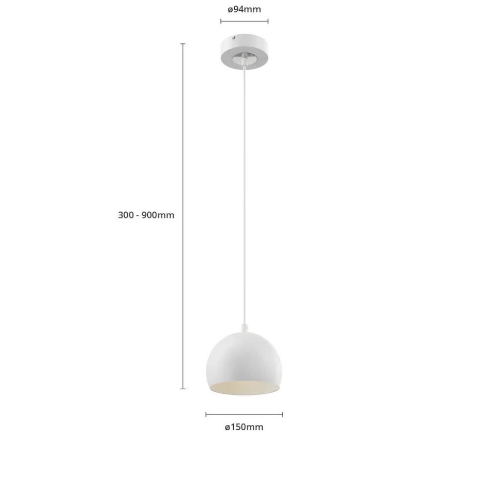 Luminex Hengelampe Sool, hvit, Ø 15 cm, metall| Pendellamper