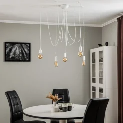 Nowodvorski Lighting Hengelampe Spider i hvit, 5 lyskilder