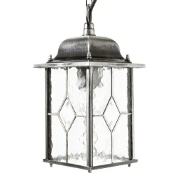 Elstead Hengelampe Wexford WX9, IP23, svart-sølv, metall, glass Clearance