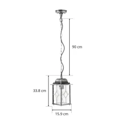 Elstead Hengelampe Wexford WX9, IP23, svart-sølv, metall, glass Clearance