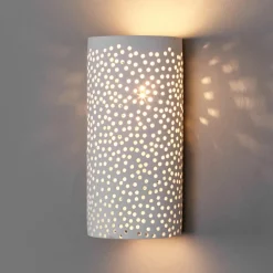 Lindby Hullmønstervegglampe Jiru av hvit gips| Design- Og Hotellbelysning|Led-Innendørs