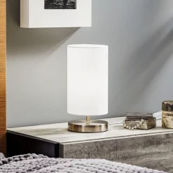 Brilliant Hvit tekstillampe Clarie. Sale