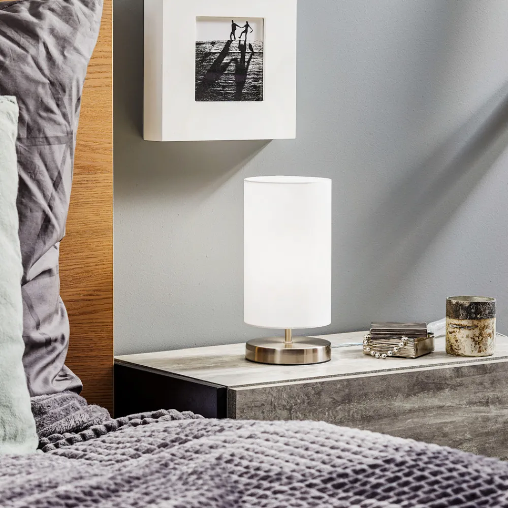 Brilliant Hvit tekstillampe Clarie. Sale