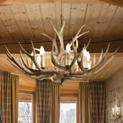 Ideallux Ideal Lux Chalet lysekrone, beige, kunstharpiks, 8 lyskilder| Lysekroner