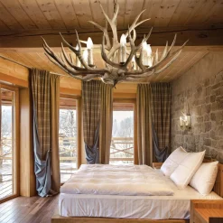 Ideallux Ideal Lux Chalet lysekrone, beige, kunstharpiks, 8 lyskilder| Lysekroner