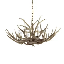 Ideallux Ideal Lux Chalet lysekrone, beige, kunstharpiks, 8 lyskilder| Lysekroner