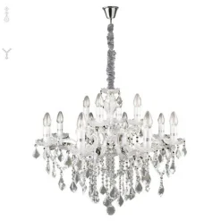 Ideallux Ideal Lux lysekrone Florian kromfarget, krystall, 12flg. New